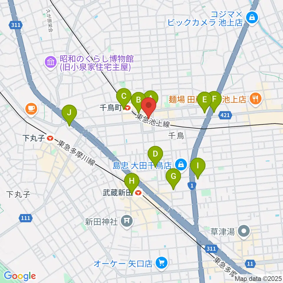シティーバード音楽スタジオ周辺のコンビニエンスストア一覧地図