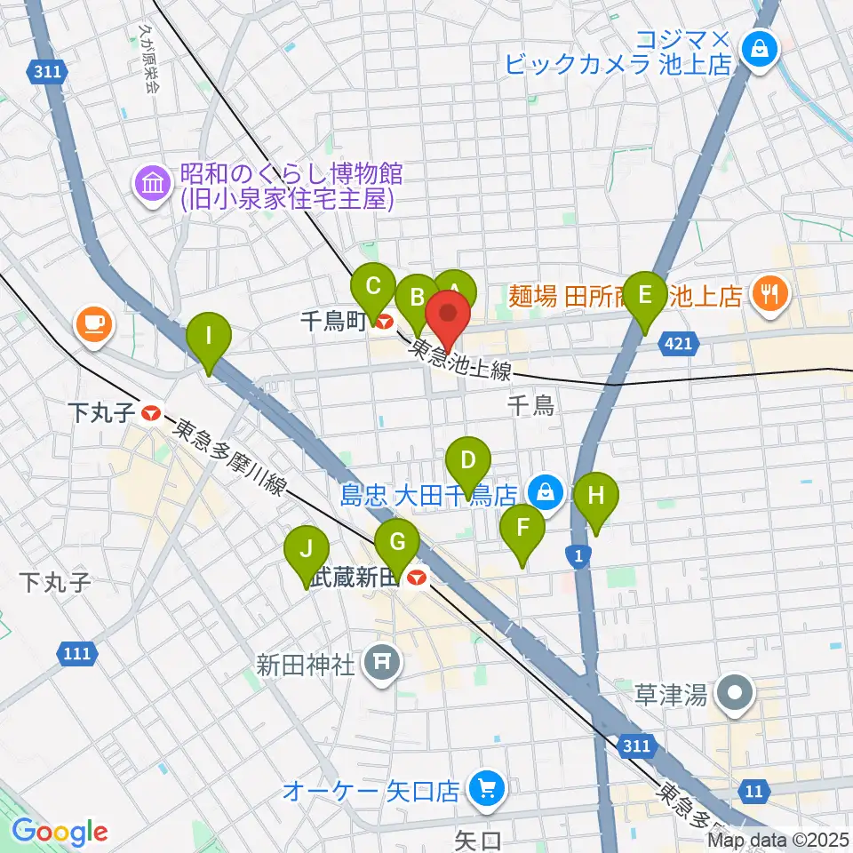シティーバード音楽スタジオ周辺のコンビニエンスストア一覧地図