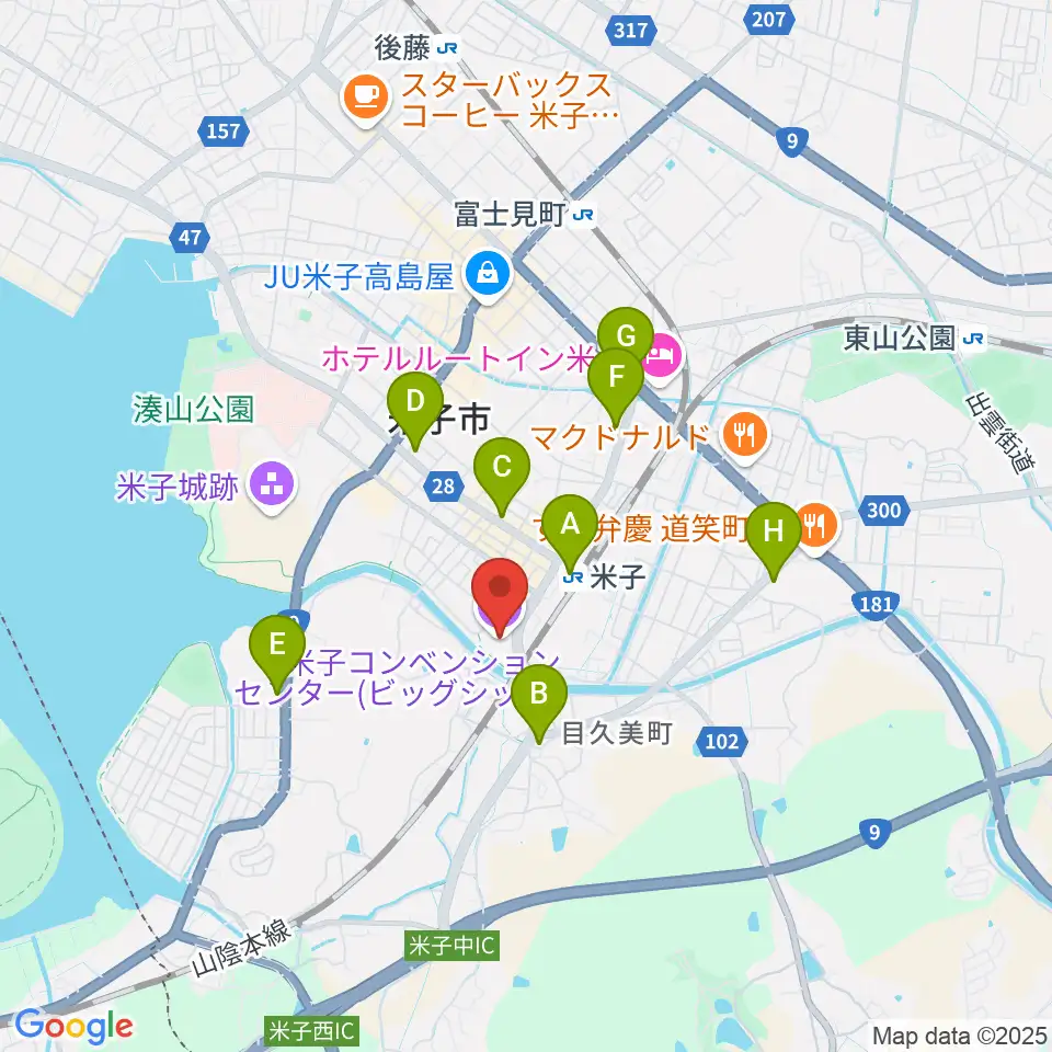 米子コンベンションセンター BiG SHiP周辺のコンビニエンスストア一覧地図