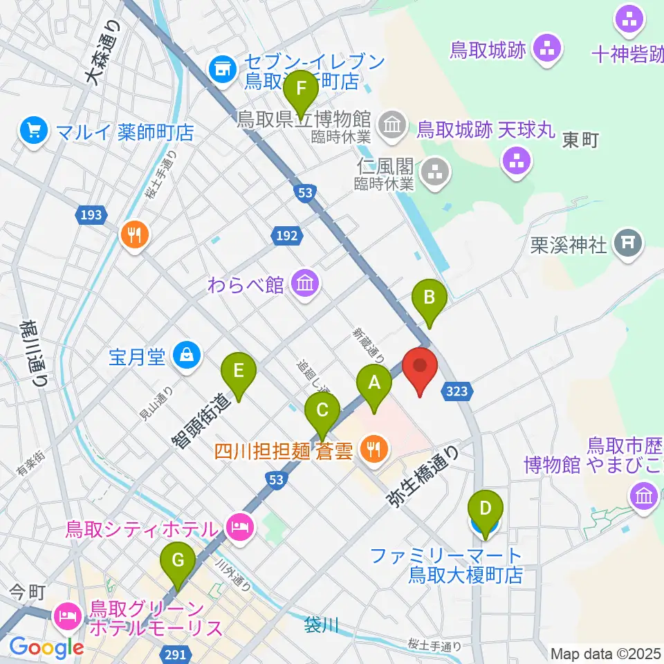 とりぎん文化会館周辺のコンビニエンスストア一覧地図