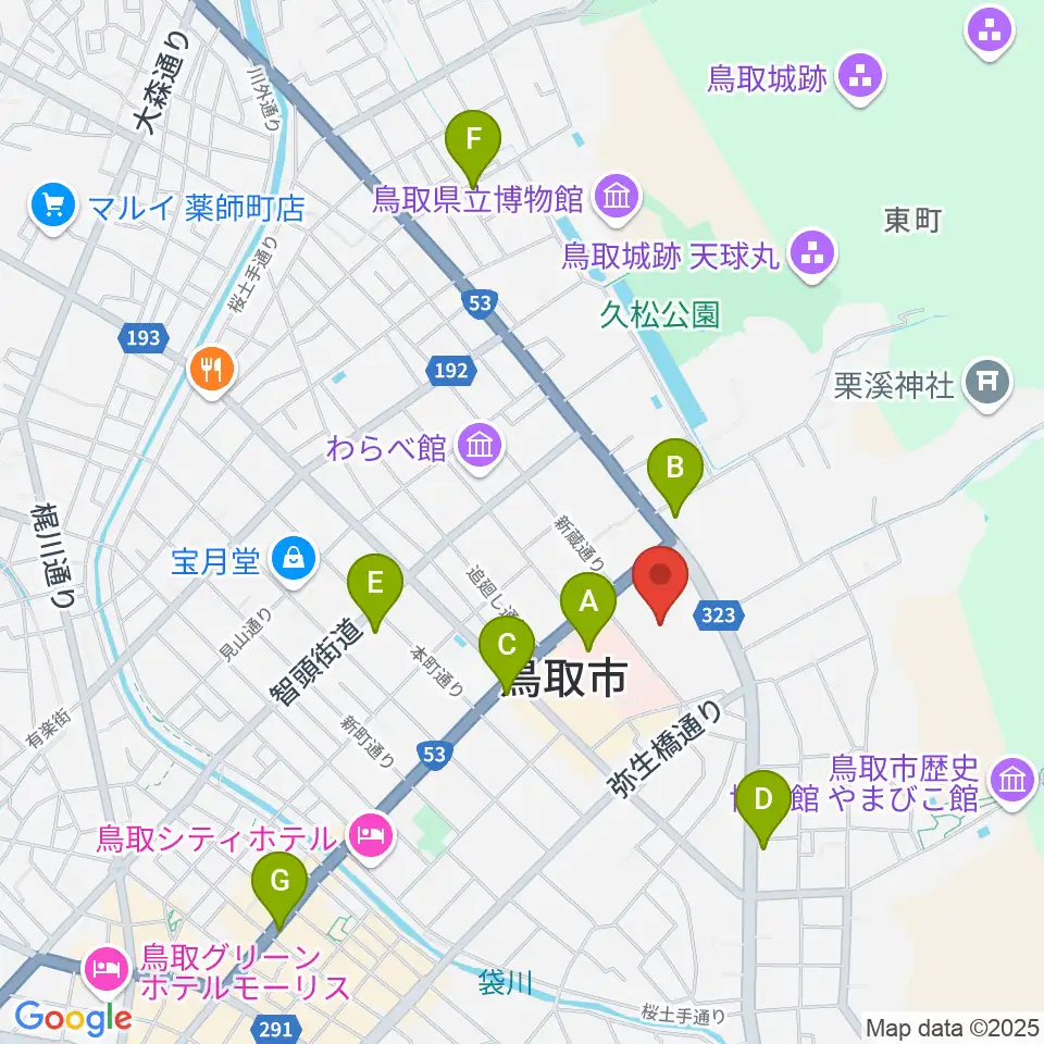 とりぎん文化会館周辺のコンビニエンスストア一覧地図
