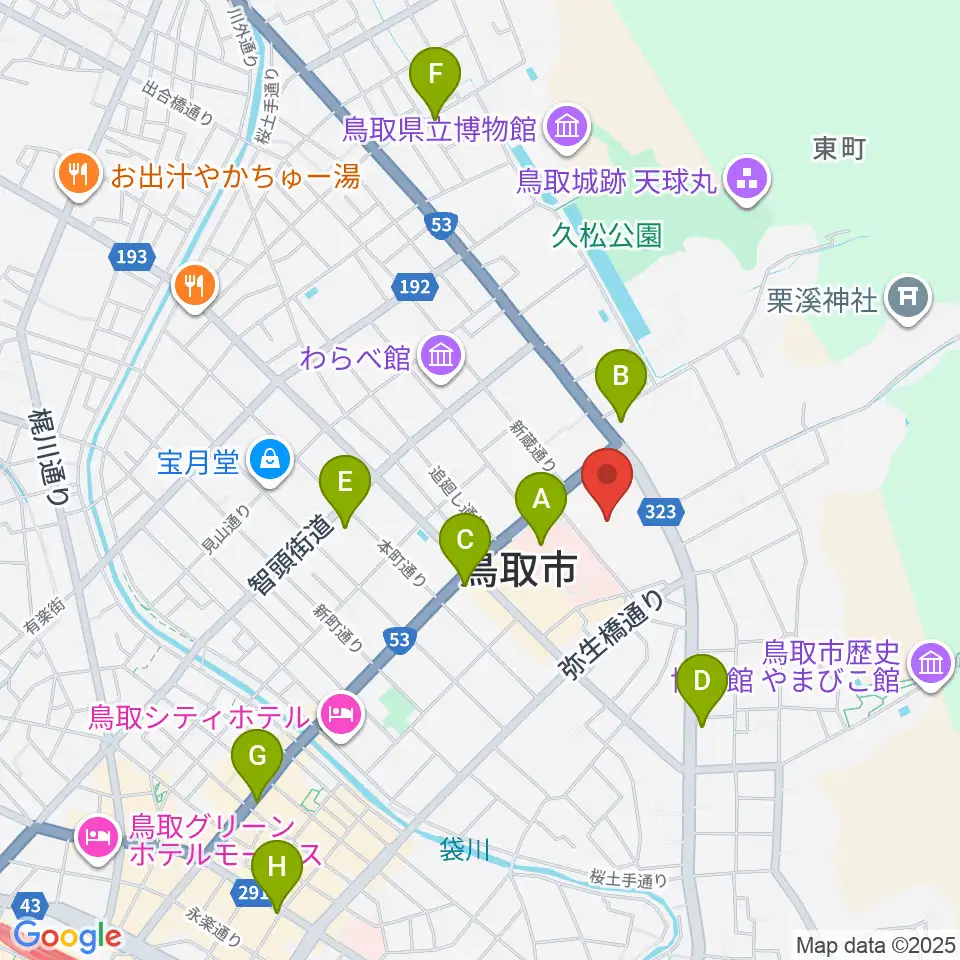 とりぎん文化会館周辺のコンビニエンスストア一覧地図