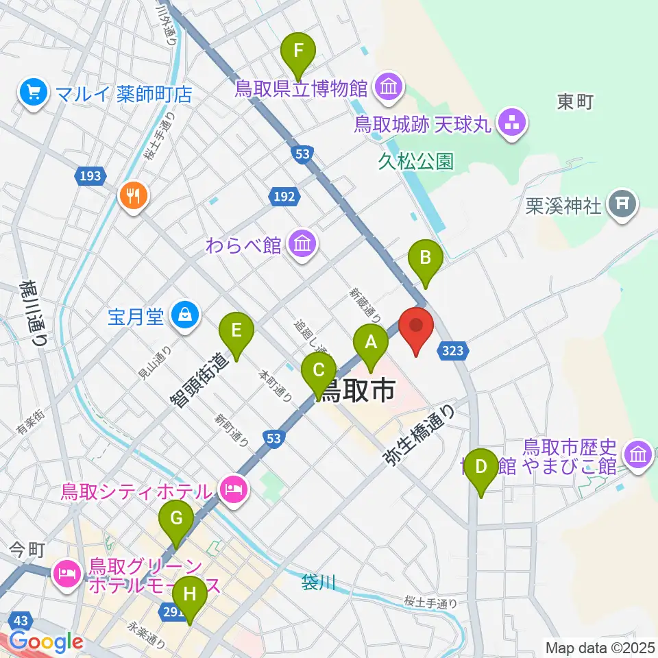 とりぎん文化会館周辺のコンビニエンスストア一覧地図