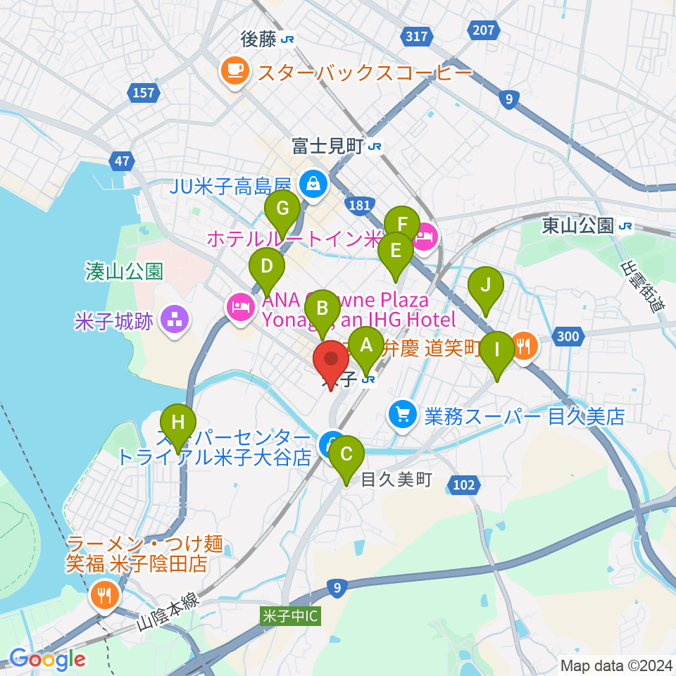 米子市文化ホール周辺のコンビニエンスストア一覧地図