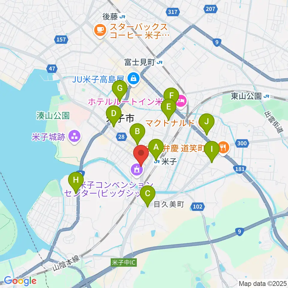 米子市文化ホール周辺のコンビニエンスストア一覧地図