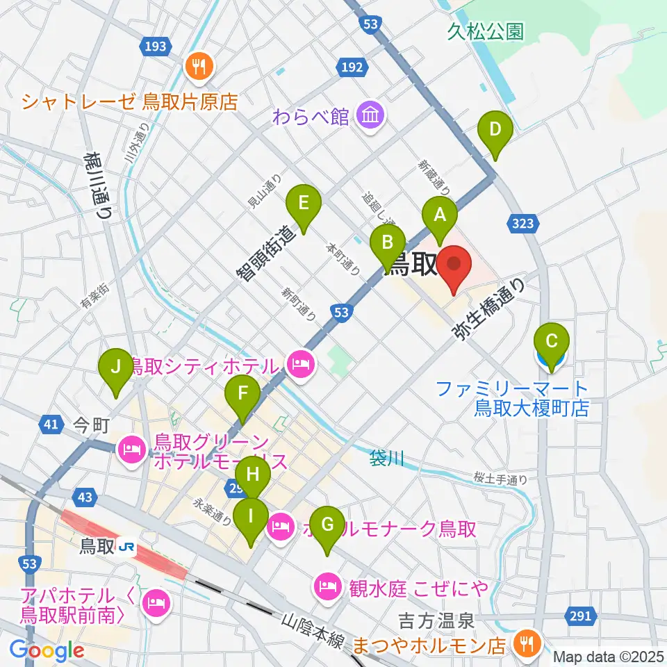 鳥取市民会館周辺のコンビニエンスストア一覧地図