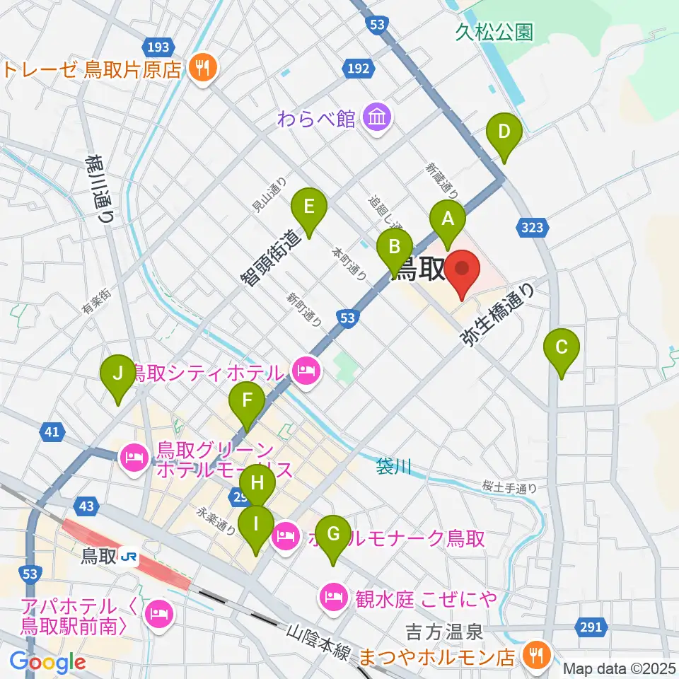 鳥取市民会館周辺のコンビニエンスストア一覧地図