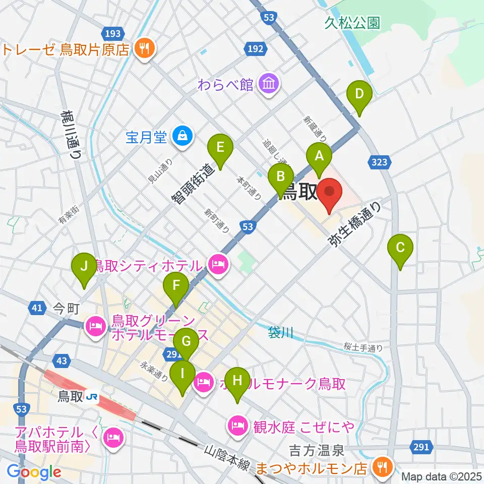 鳥取市民会館周辺のコンビニエンスストア一覧地図