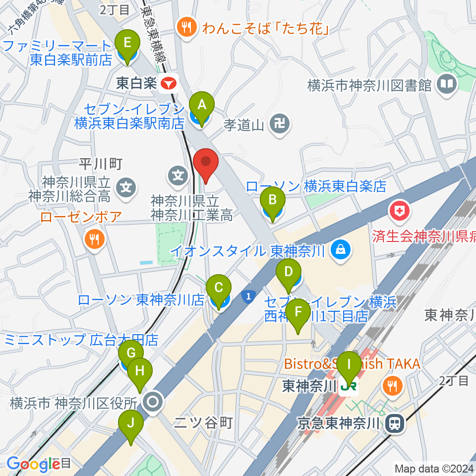 セントラル楽器周辺のコンビニエンスストア一覧地図