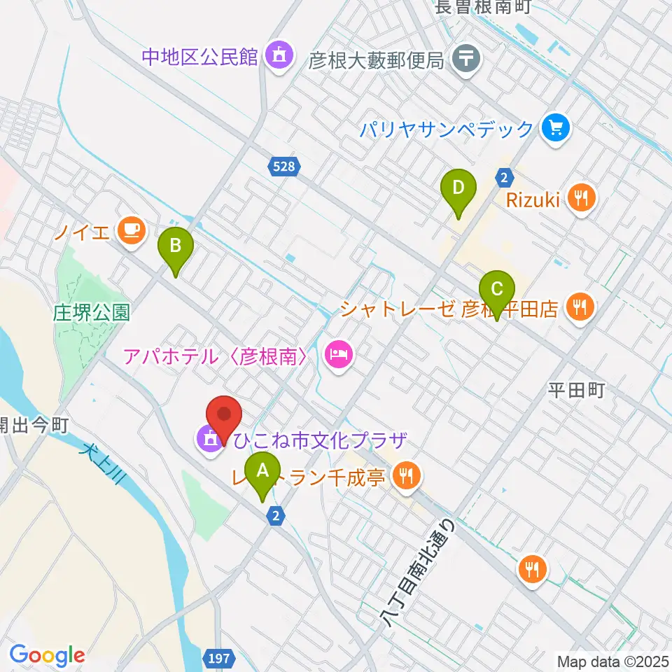 ひこね市文化プラザ周辺のコンビニエンスストア一覧地図