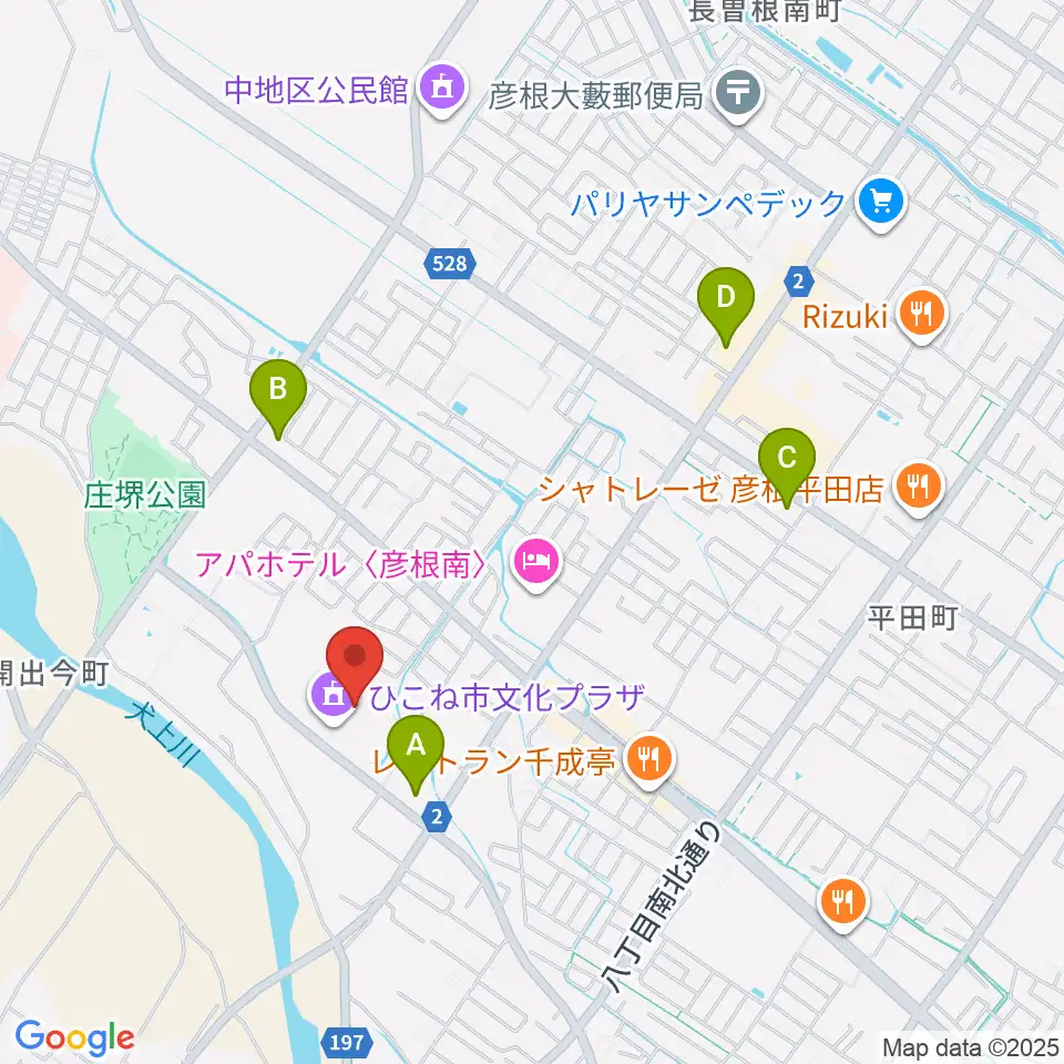 ひこね市文化プラザ周辺のコンビニエンスストア一覧地図
