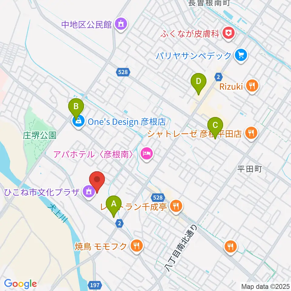 ひこね市文化プラザ周辺のコンビニエンスストア一覧地図