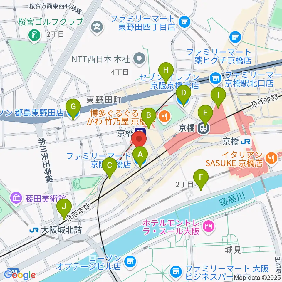 羅い舞座 京橋劇場周辺のコンビニエンスストア一覧地図