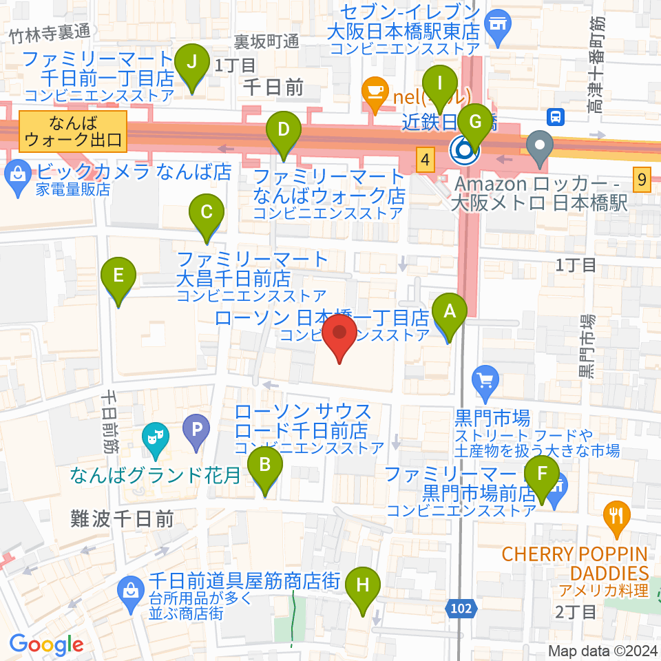 味園ユニバース周辺のコンビニエンスストア一覧地図