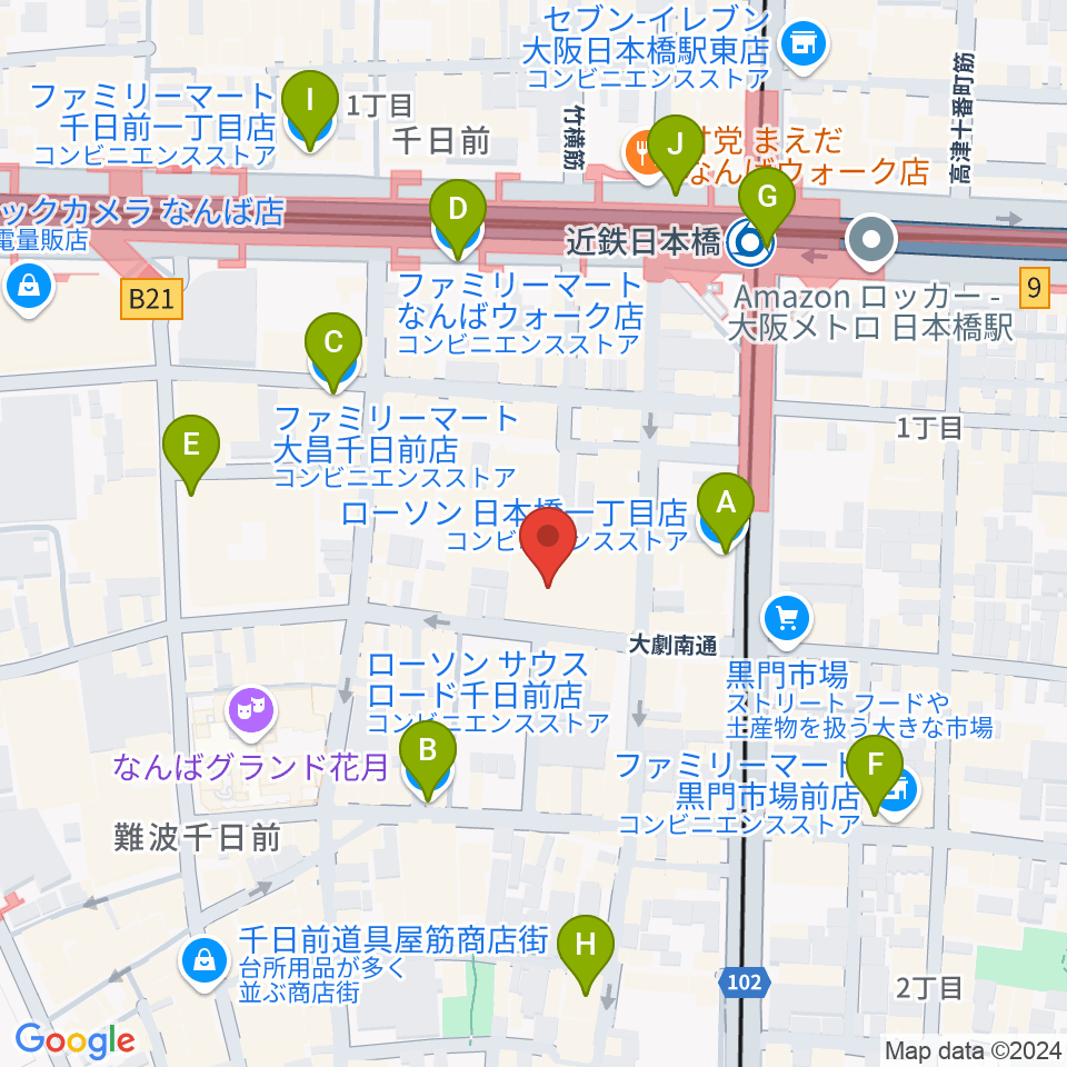 味園ユニバース周辺のコンビニエンスストア一覧地図