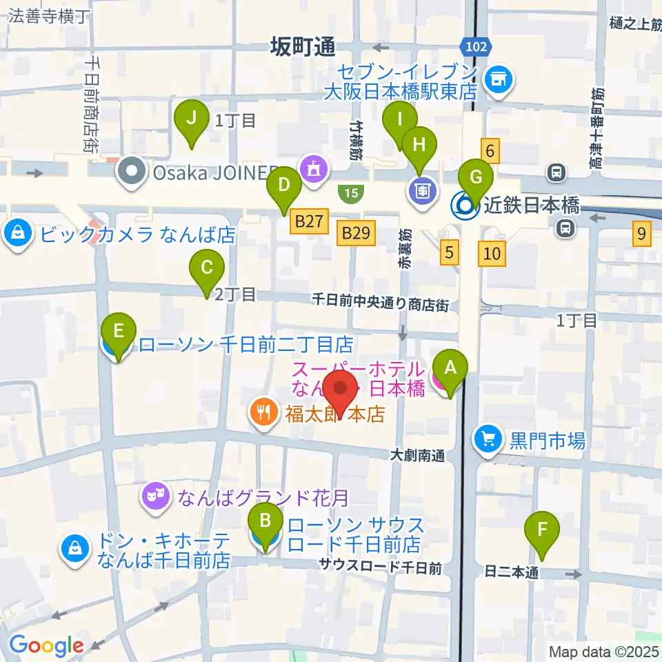 味園ユニバース周辺のコンビニエンスストア一覧地図