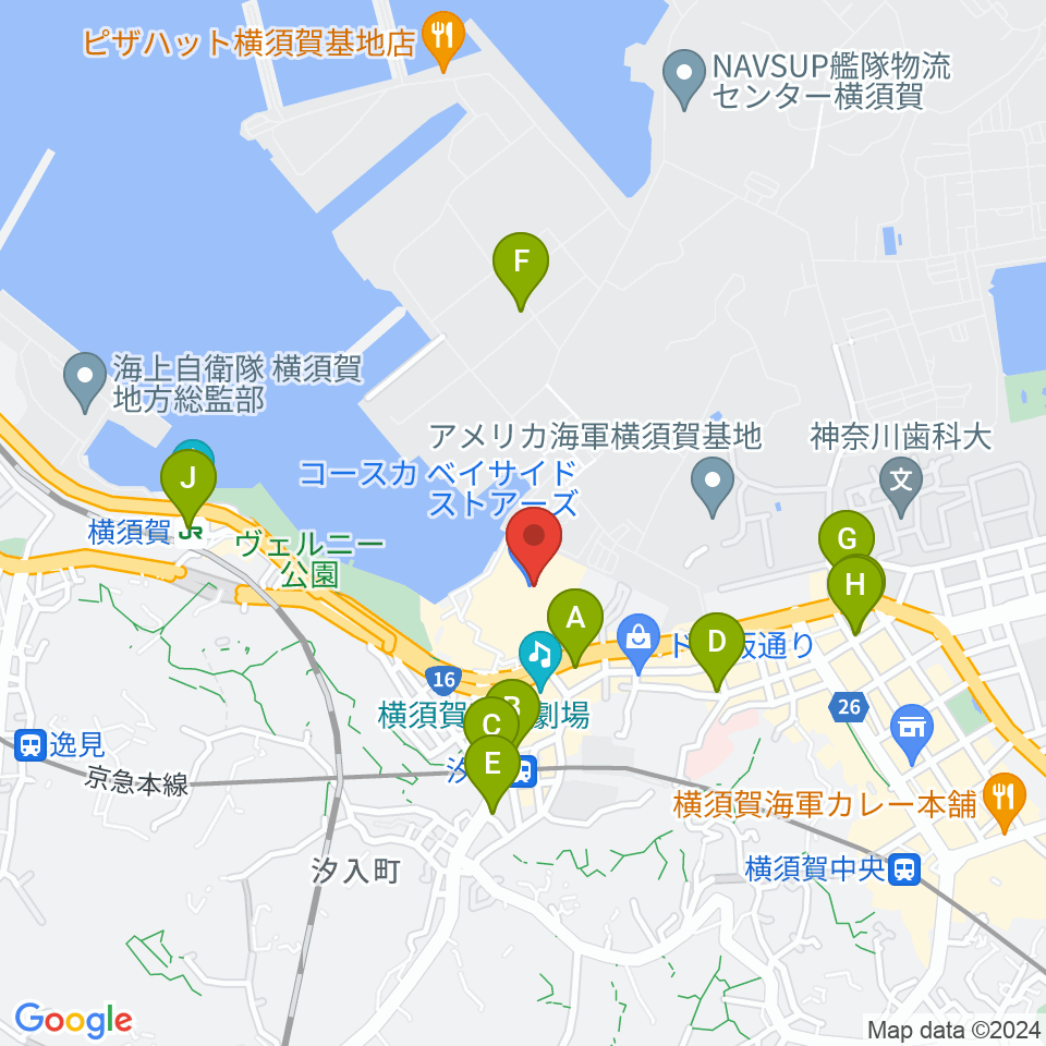 島村楽器 Coaska Bayside Stores横須賀店周辺のコンビニエンスストア一覧地図