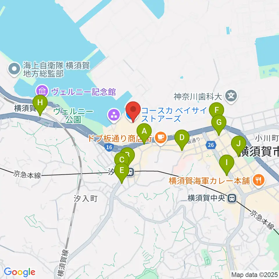 島村楽器 Coaska Bayside Stores横須賀店周辺のコンビニエンスストア一覧地図