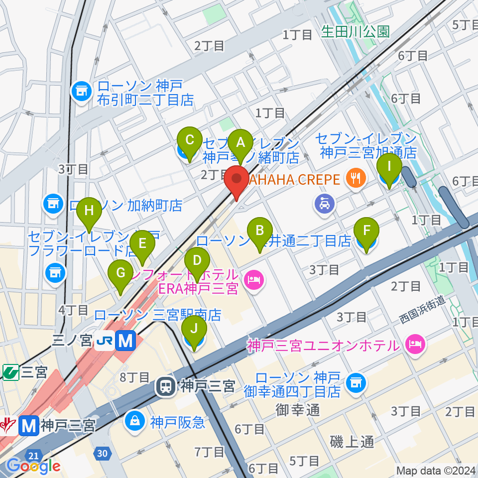 太陽と虎周辺のコンビニエンスストア一覧地図