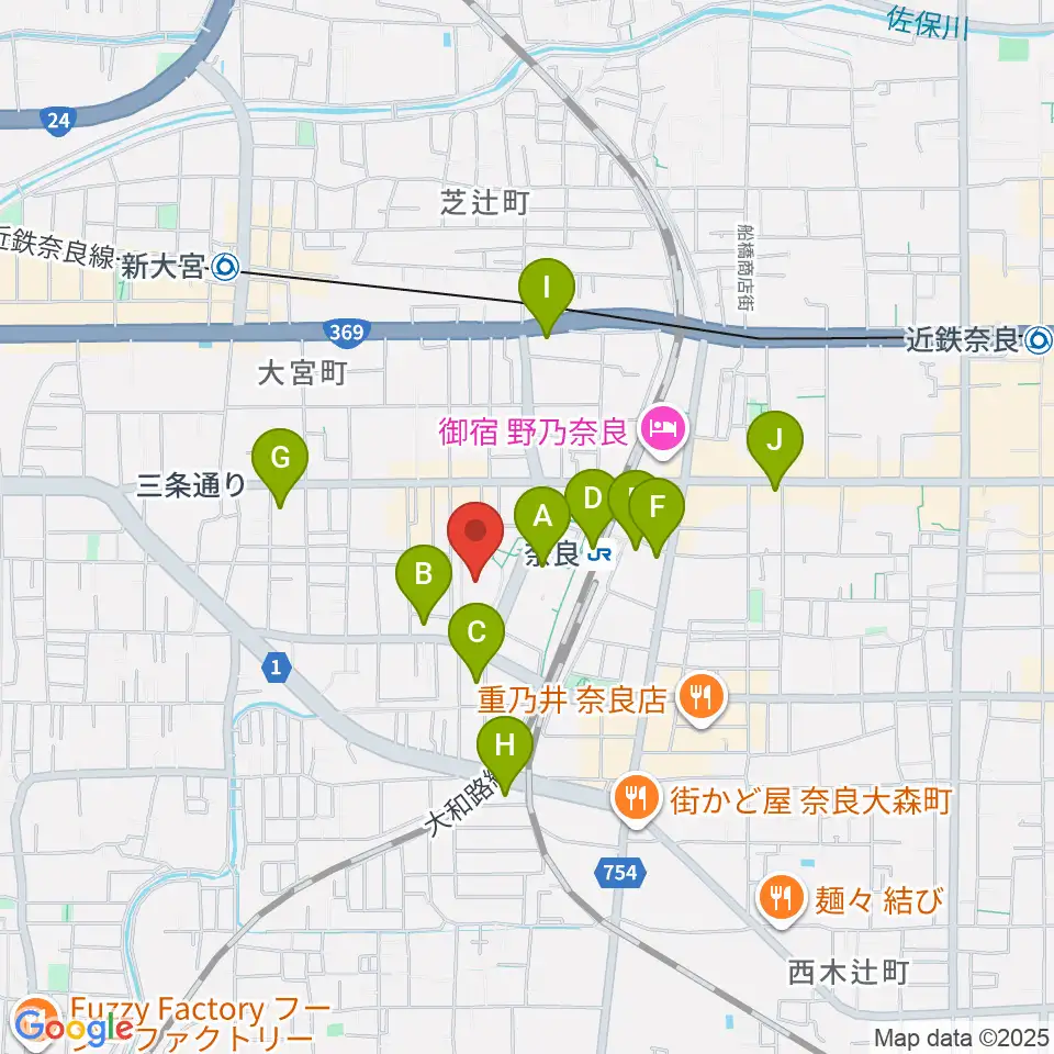なら100年会館周辺のコンビニエンスストア一覧地図