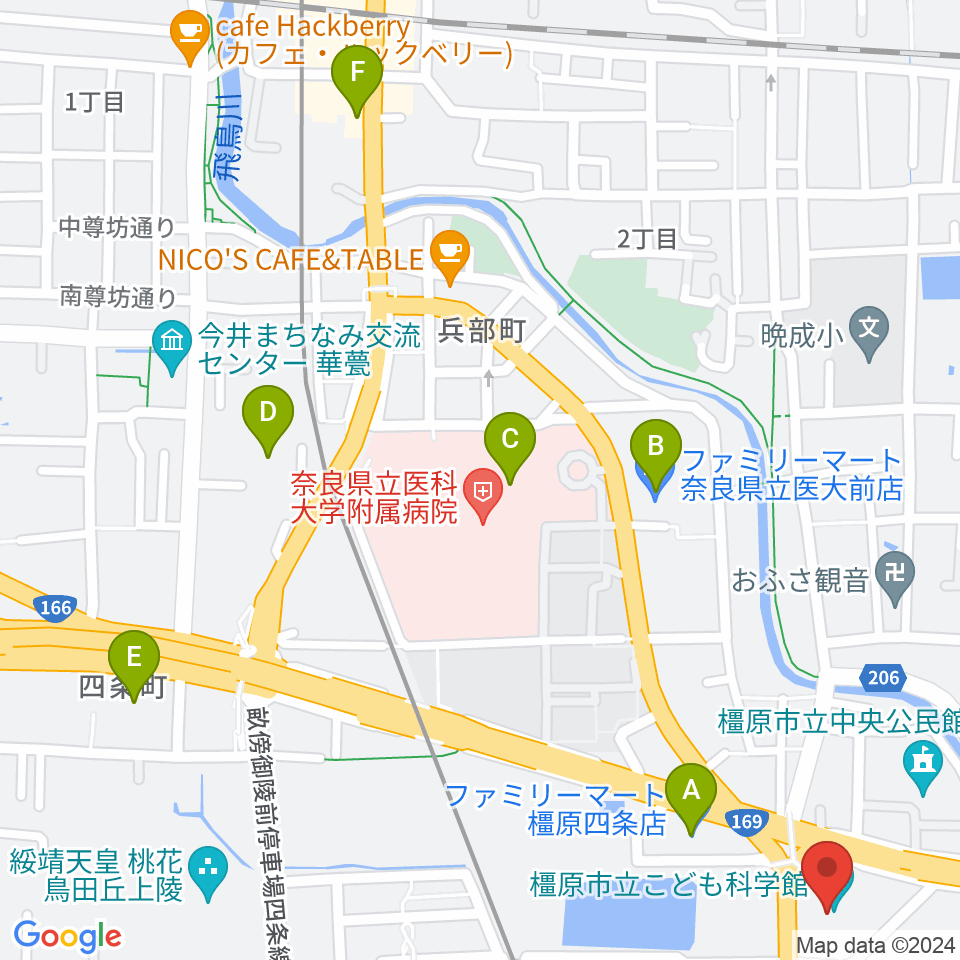 かしはら万葉ホール周辺のコンビニエンスストア一覧地図