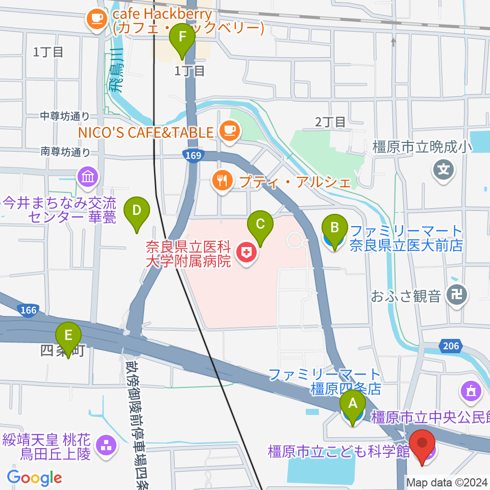 かしはら万葉ホール周辺のコンビニエンスストア一覧地図