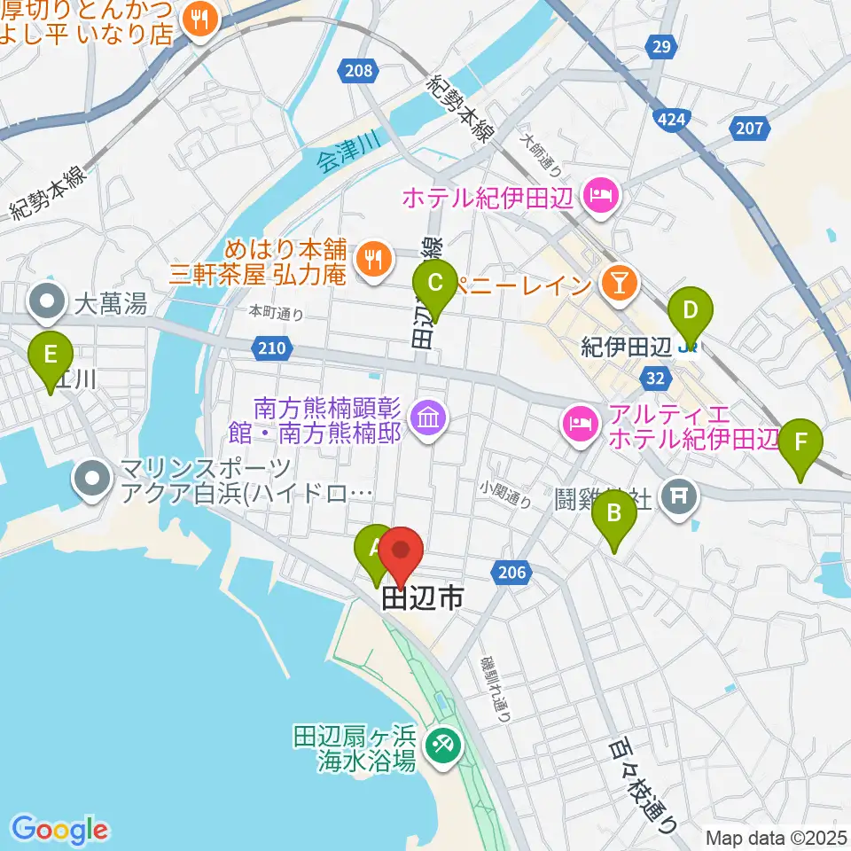 紀南文化会館周辺のコンビニエンスストア一覧地図
