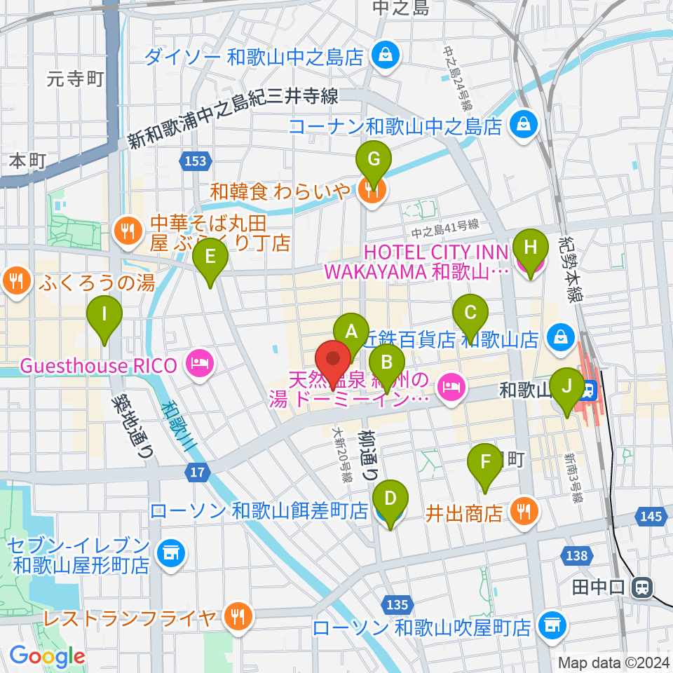 和歌山ビンテージ周辺のコンビニエンスストア一覧地図