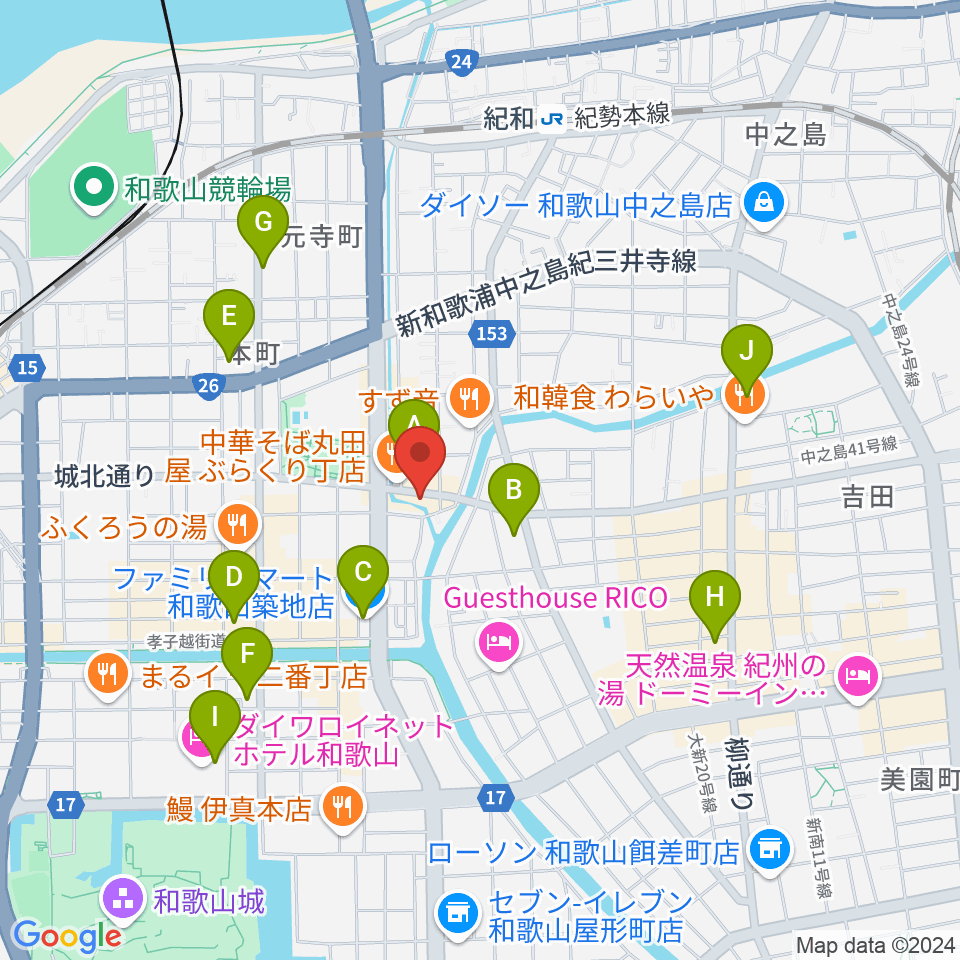 和歌山オールドタイム周辺のコンビニエンスストア一覧地図