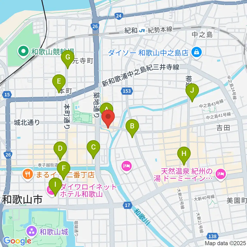 和歌山オールドタイム周辺のコンビニエンスストア一覧地図