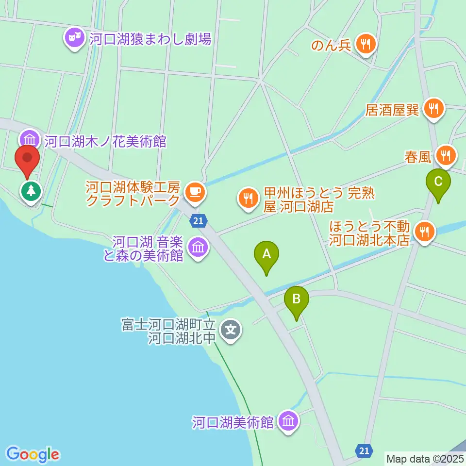 河口湖円形ホール周辺のコンビニエンスストア一覧地図