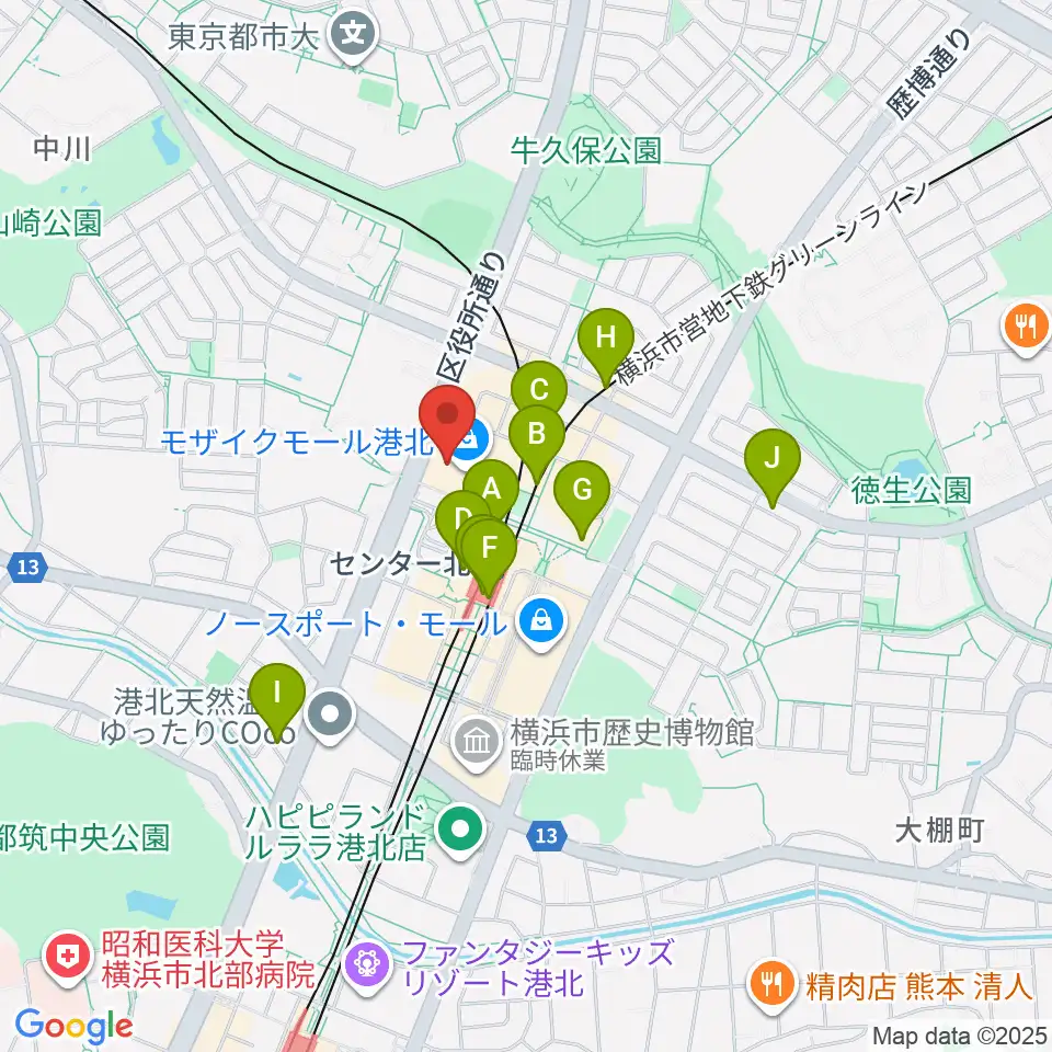 島村楽器 モザイクモール港北店周辺のコンビニエンスストア一覧地図