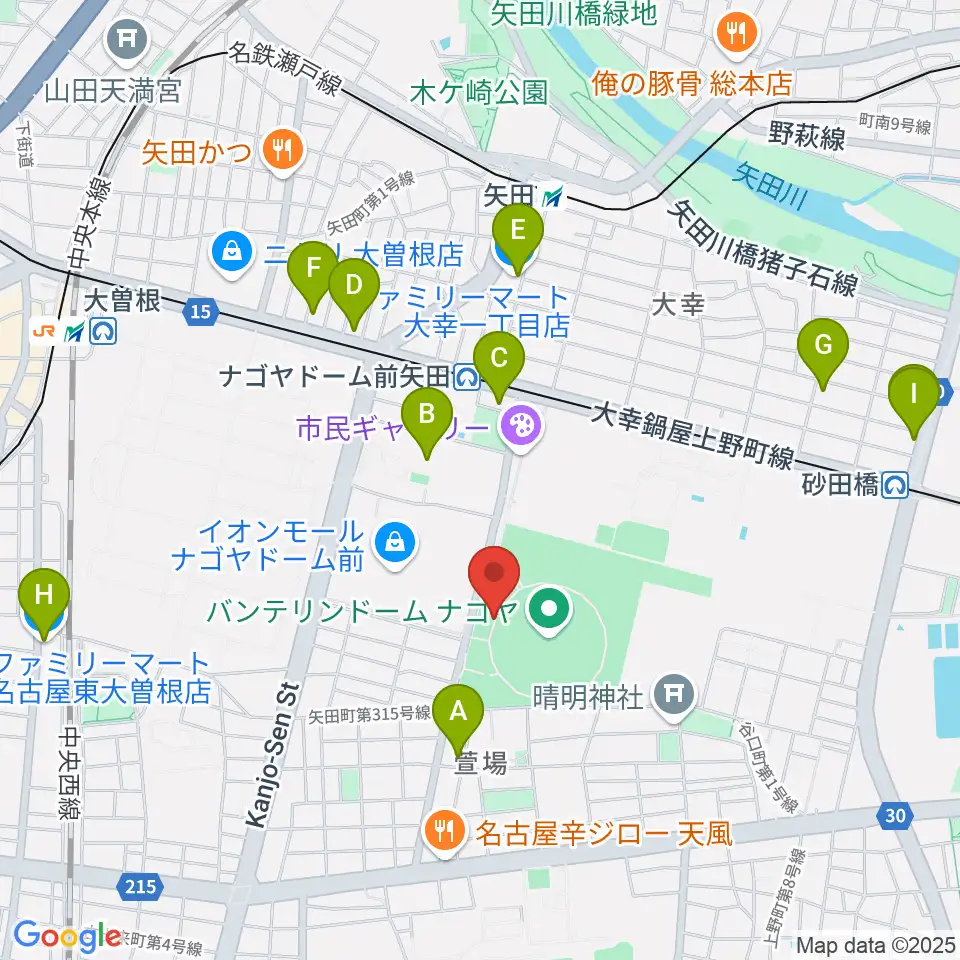 バンテリンドーム ナゴヤ周辺のコンビニエンスストア一覧地図