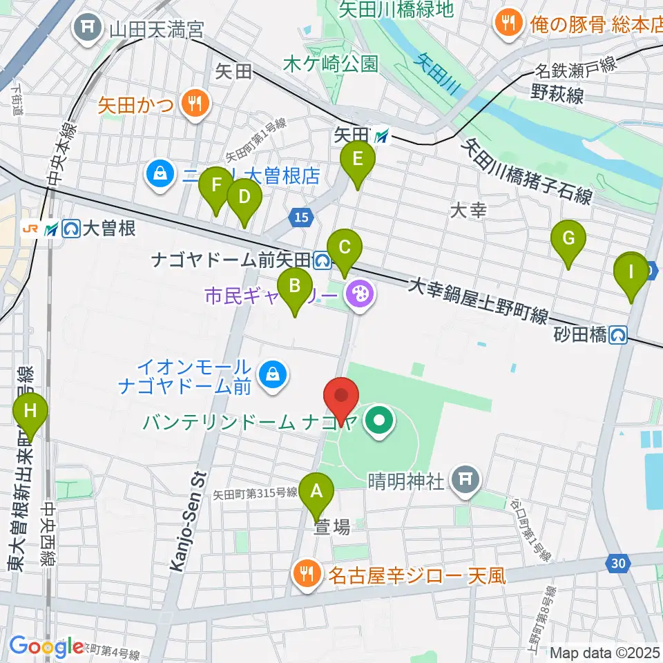 バンテリンドーム ナゴヤ周辺のコンビニエンスストア一覧地図