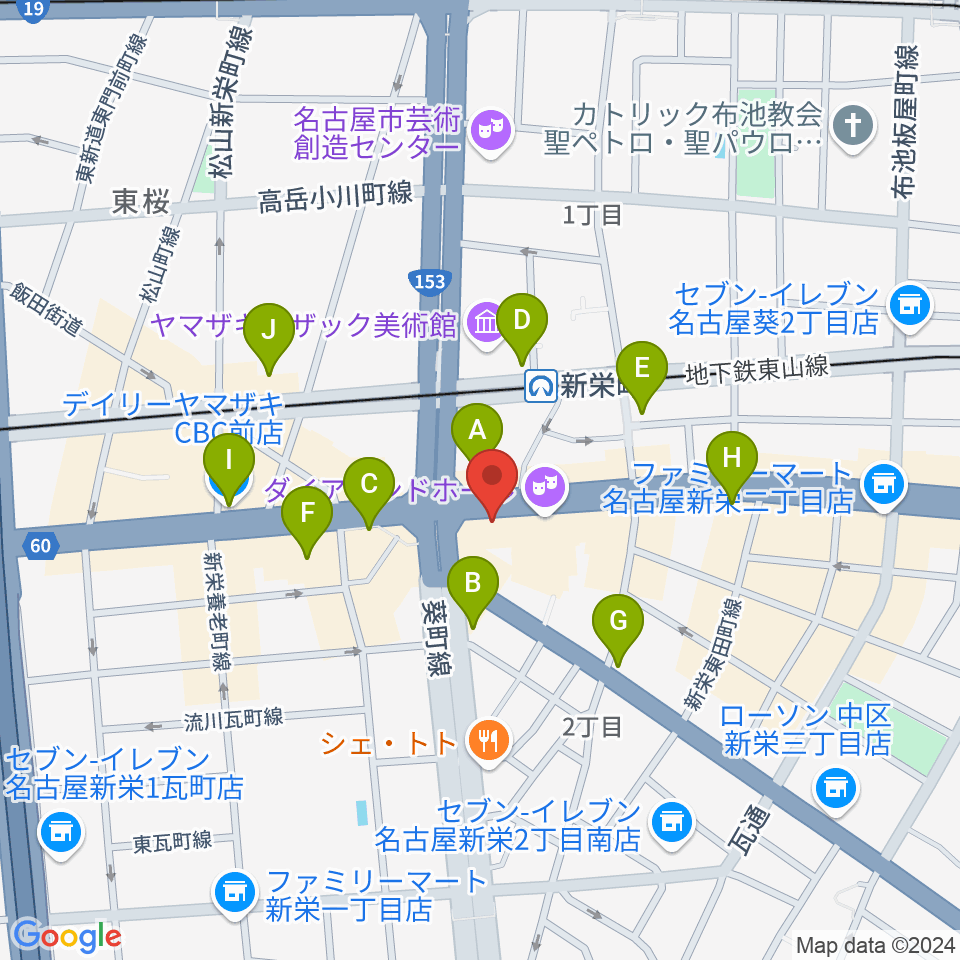 新栄OTIS'周辺のコンビニエンスストア一覧地図