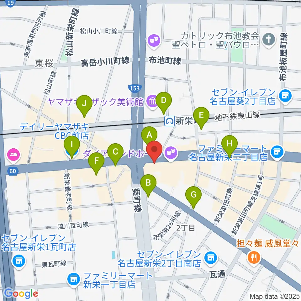 新栄OTIS'周辺のコンビニエンスストア一覧地図