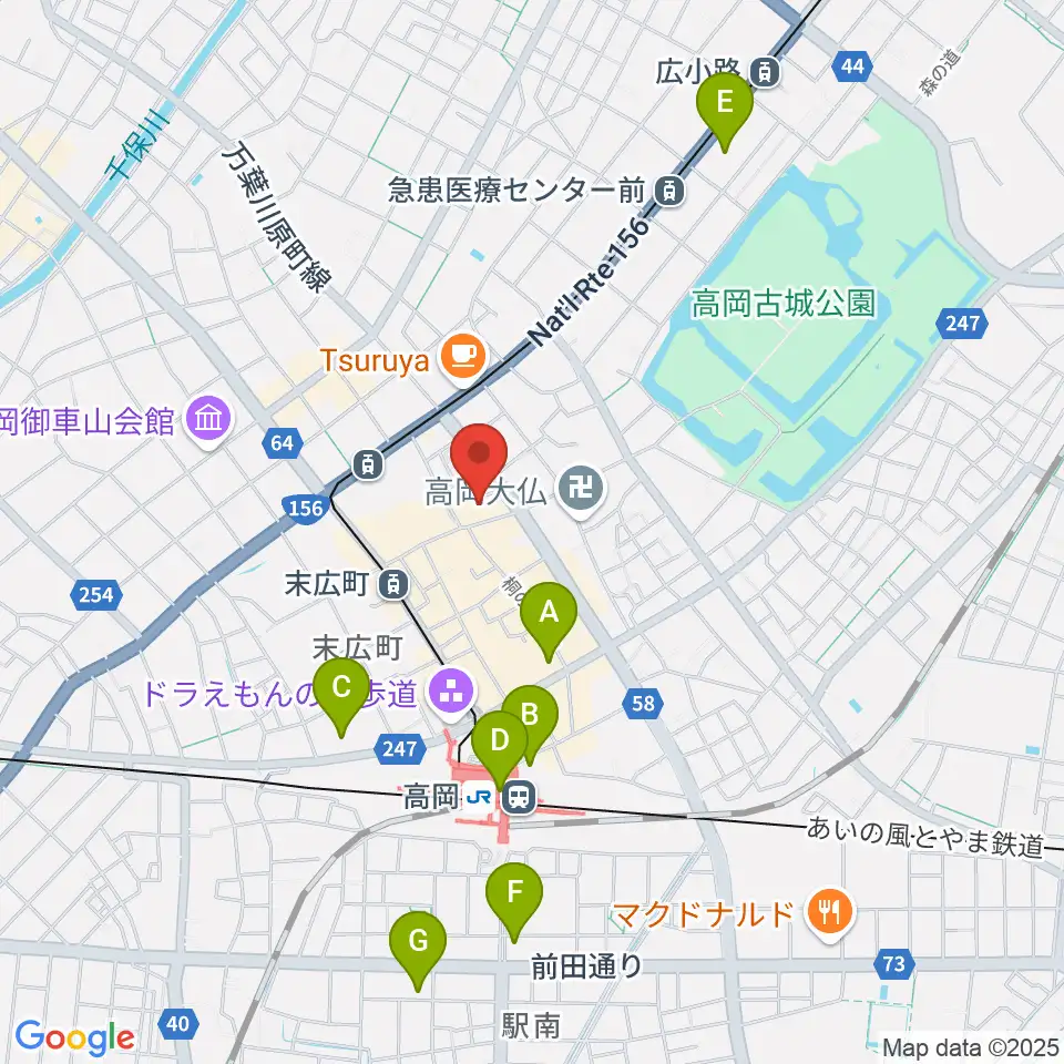 高岡クローバーホール周辺のコンビニエンスストア一覧地図