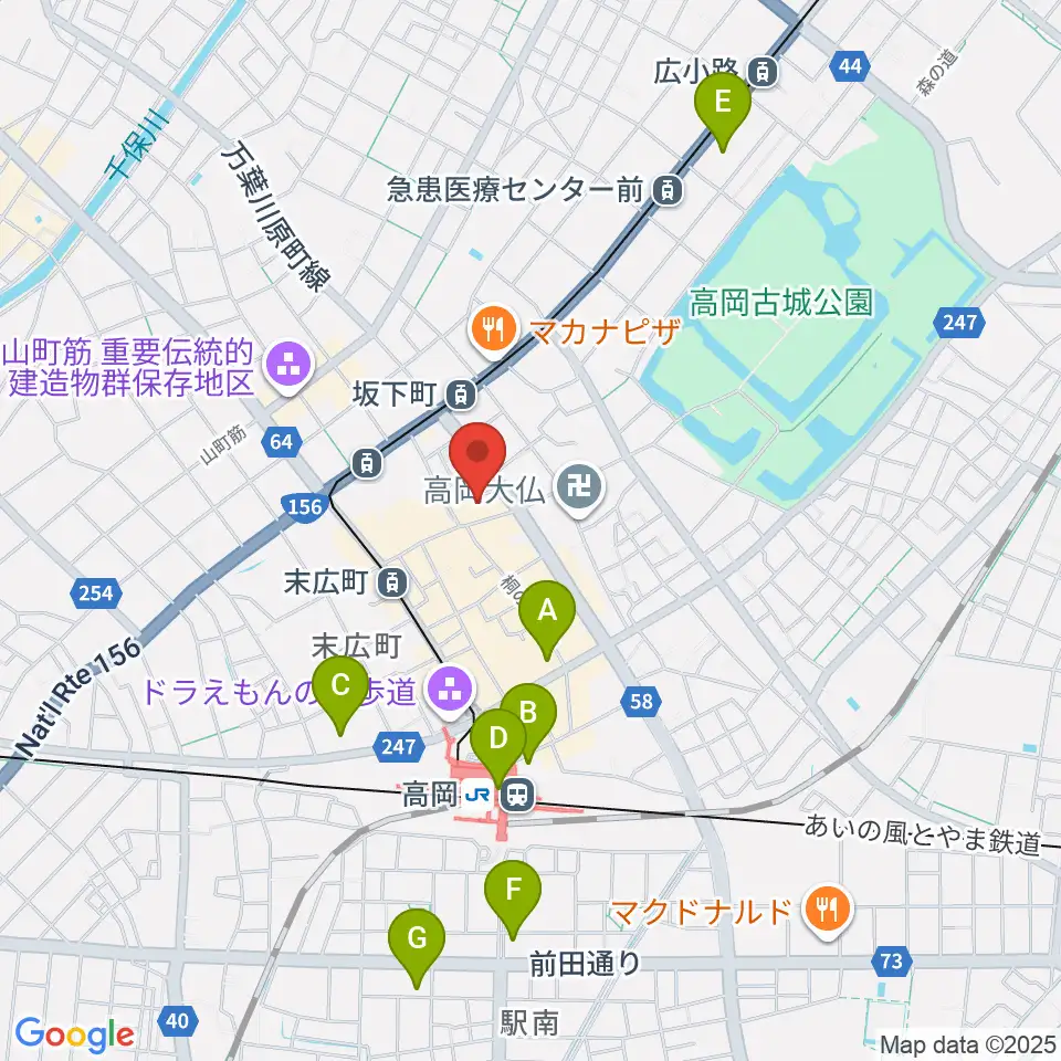 高岡クローバーホール周辺のコンビニエンスストア一覧地図