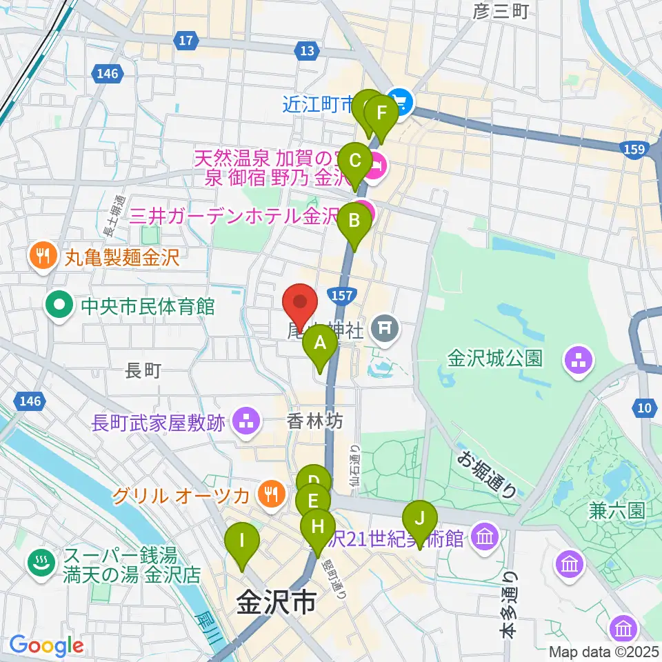 金沢市文化ホール周辺のコンビニエンスストア一覧地図