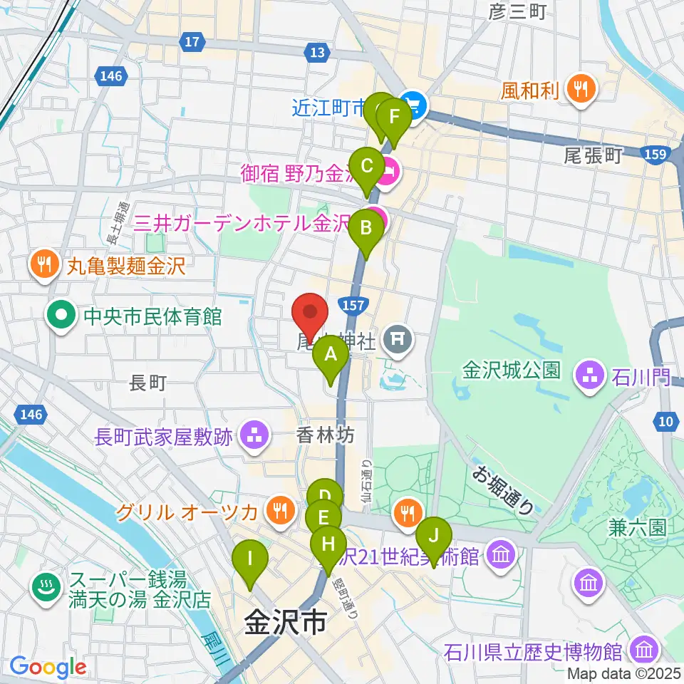 金沢市文化ホール周辺のコンビニエンスストア一覧地図