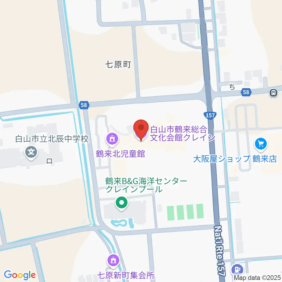 白山市鶴来総合文化会館クレイン周辺のコンビニエンスストア一覧地図