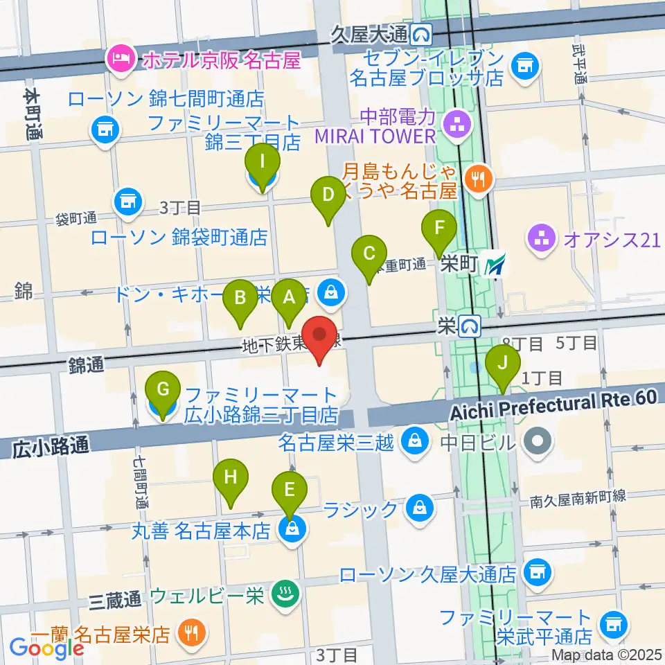 SKE48劇場周辺のコンビニエンスストア一覧地図