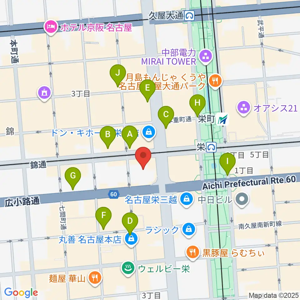 SKE48劇場周辺のコンビニエンスストア一覧地図