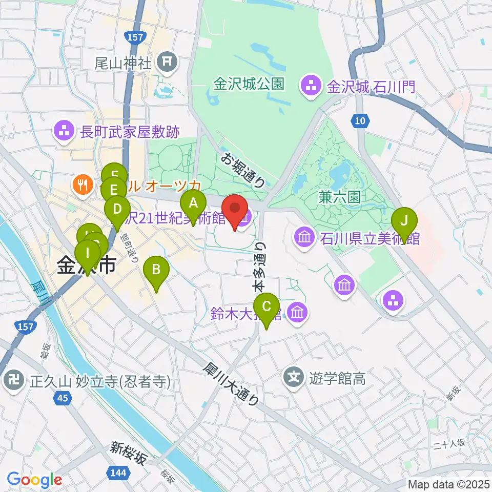 金沢21世紀美術館周辺のコンビニエンスストア一覧地図