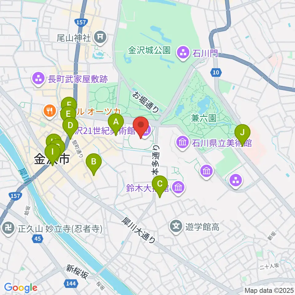 金沢21世紀美術館周辺のコンビニエンスストア一覧地図