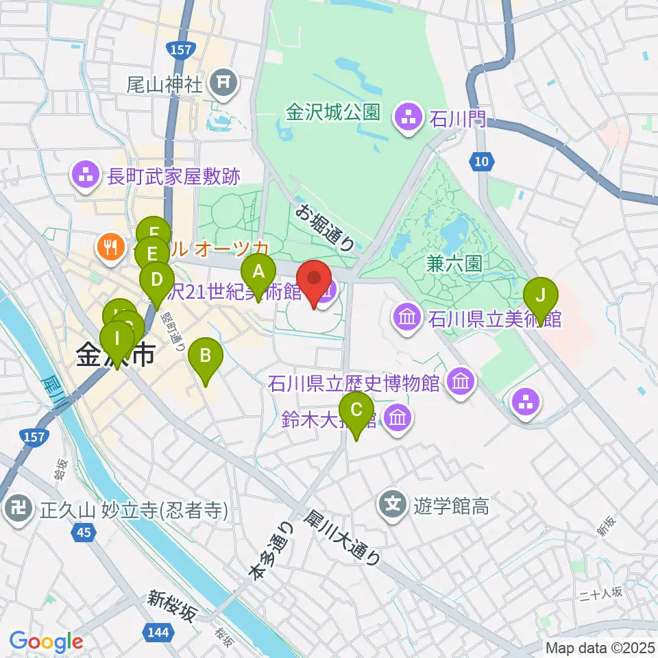 金沢21世紀美術館周辺のコンビニエンスストア一覧地図