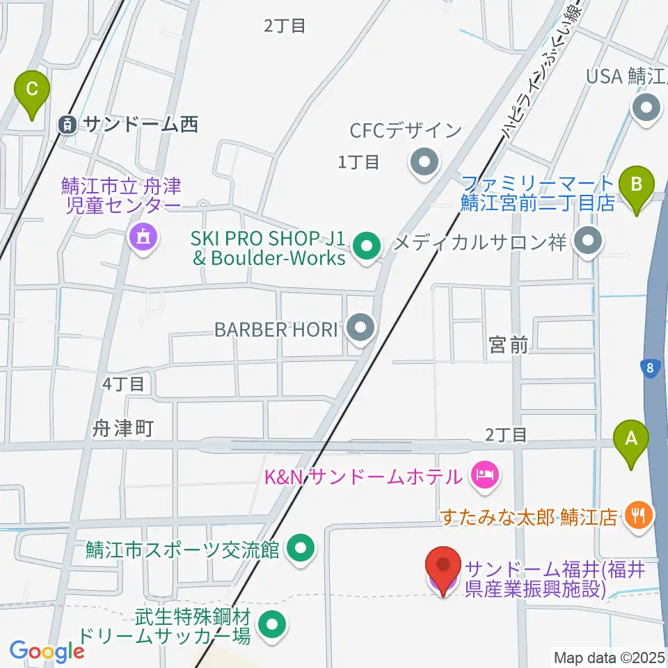 サンドーム福井周辺のコンビニエンスストア一覧地図