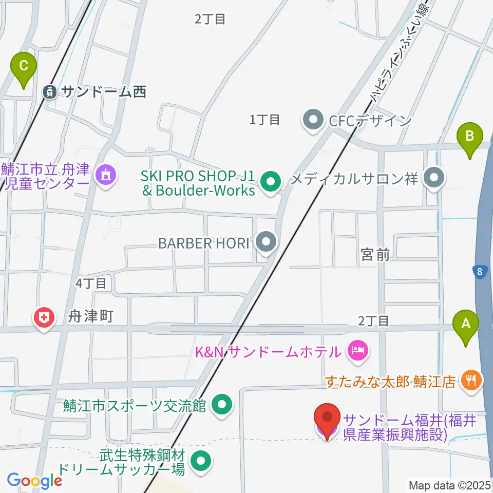 サンドーム福井周辺のコンビニエンスストア一覧地図