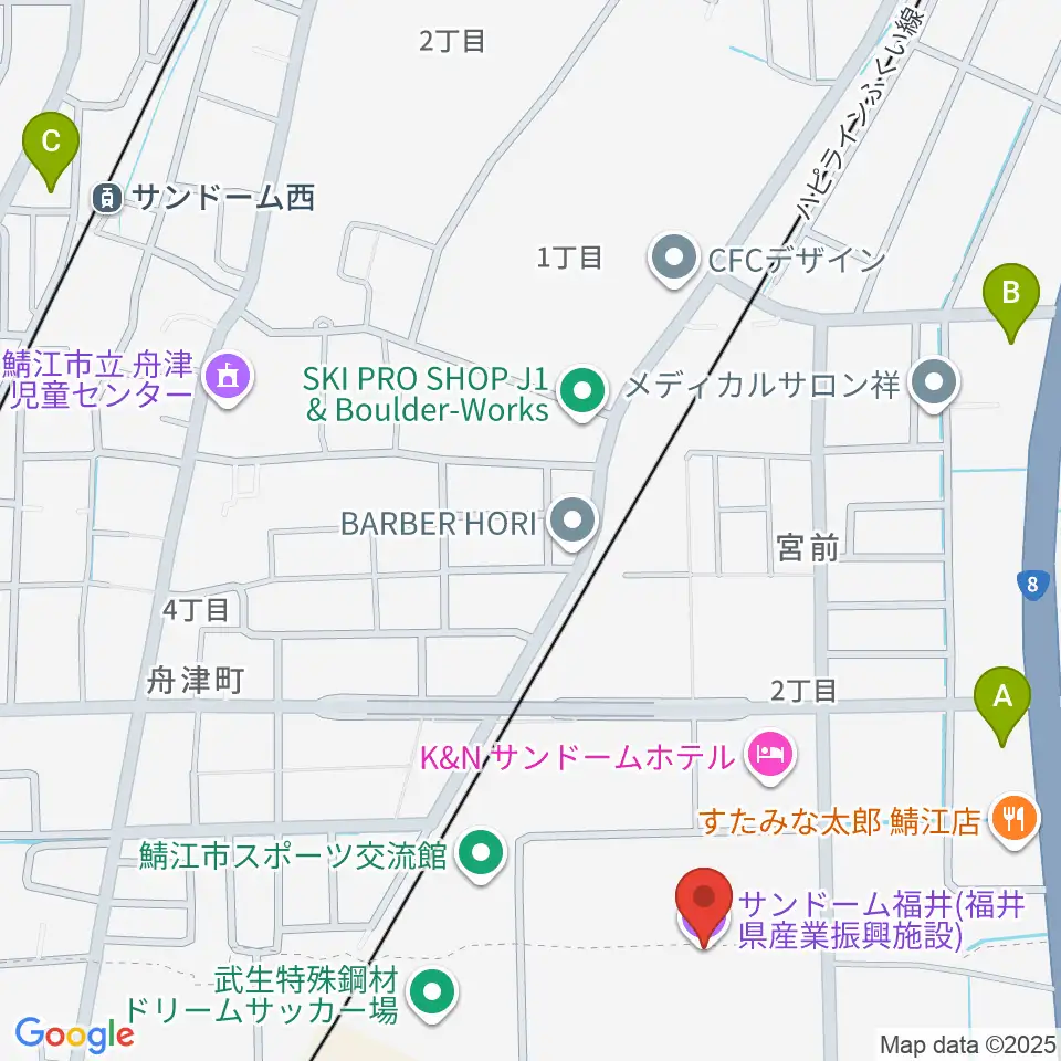サンドーム福井周辺のコンビニエンスストア一覧地図