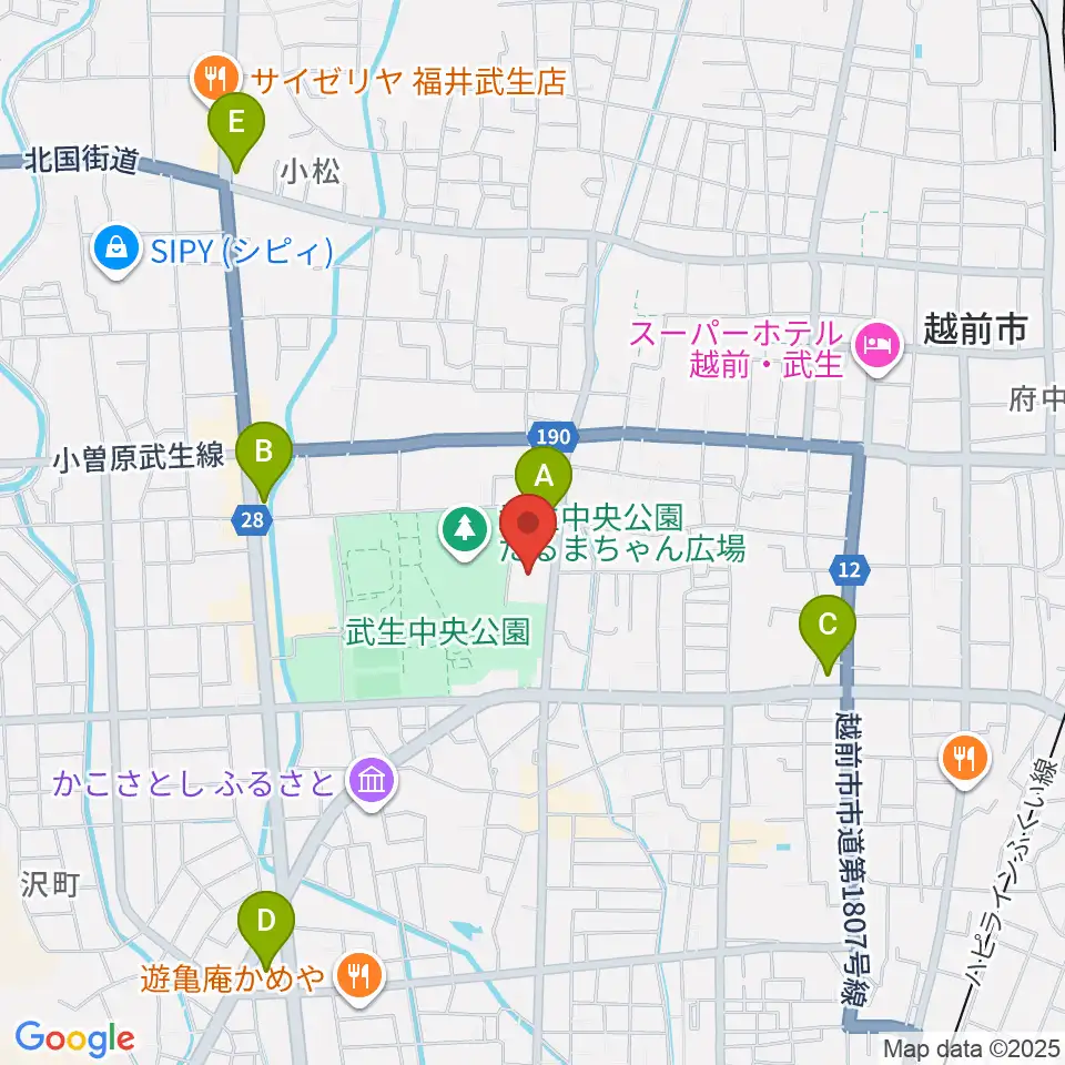 越前市文化センター周辺のコンビニエンスストア一覧地図